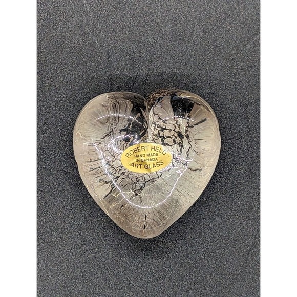 Robert Held Brutalist Gold Metallic Hand Blown Heart Art Glass Paperweight - Picture 5 of 9